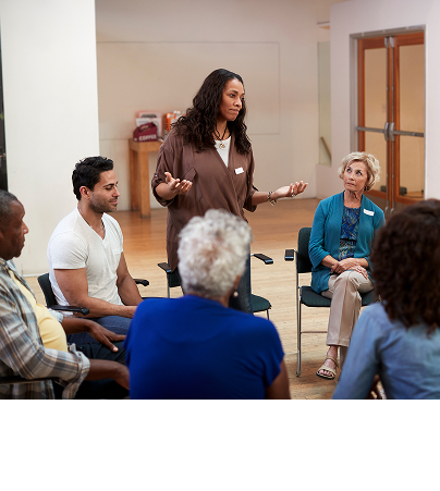 Woman talking to group